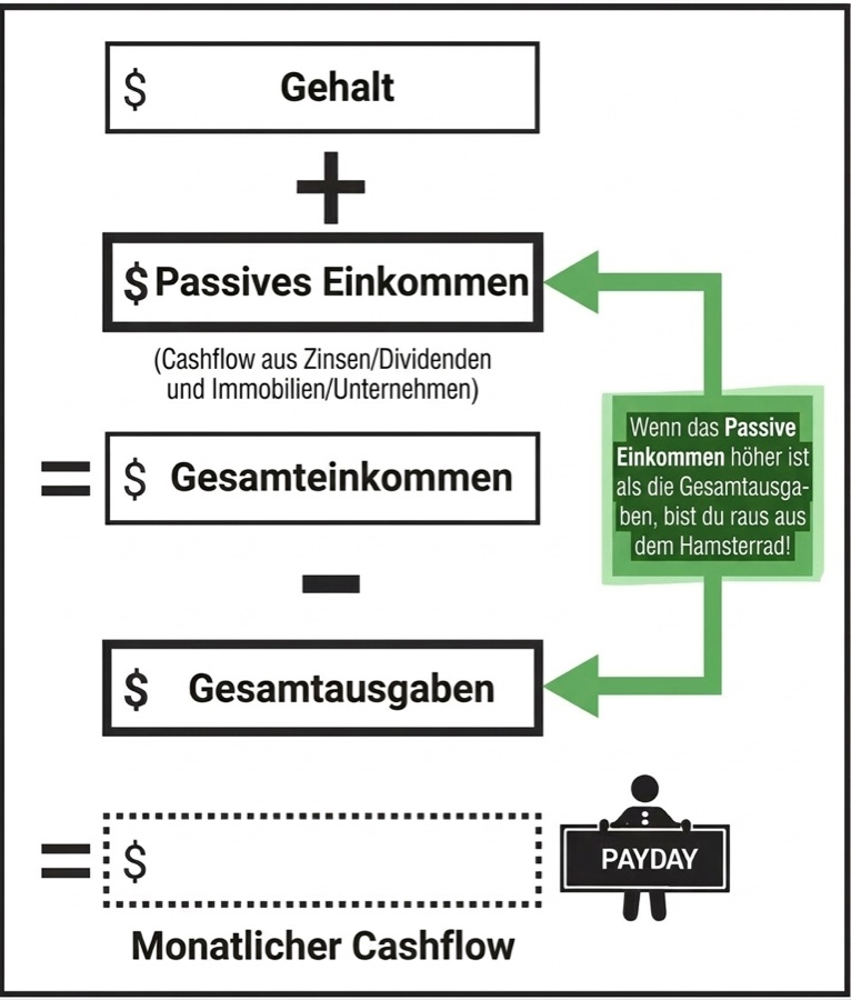 Ziel: Monatliches passives Einkommen größer oder gleich den monatlichen Gesamtausgaben